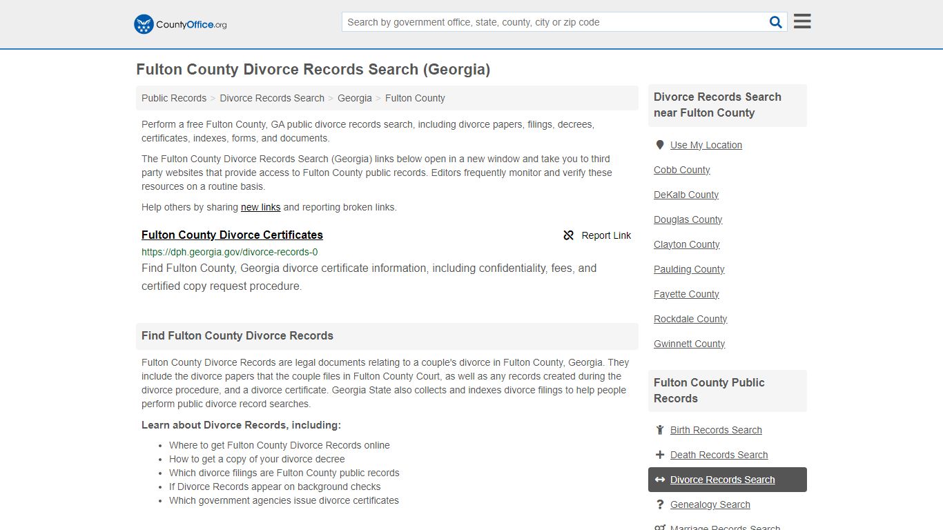 Fulton County Divorce Records Search (Georgia) - County Office